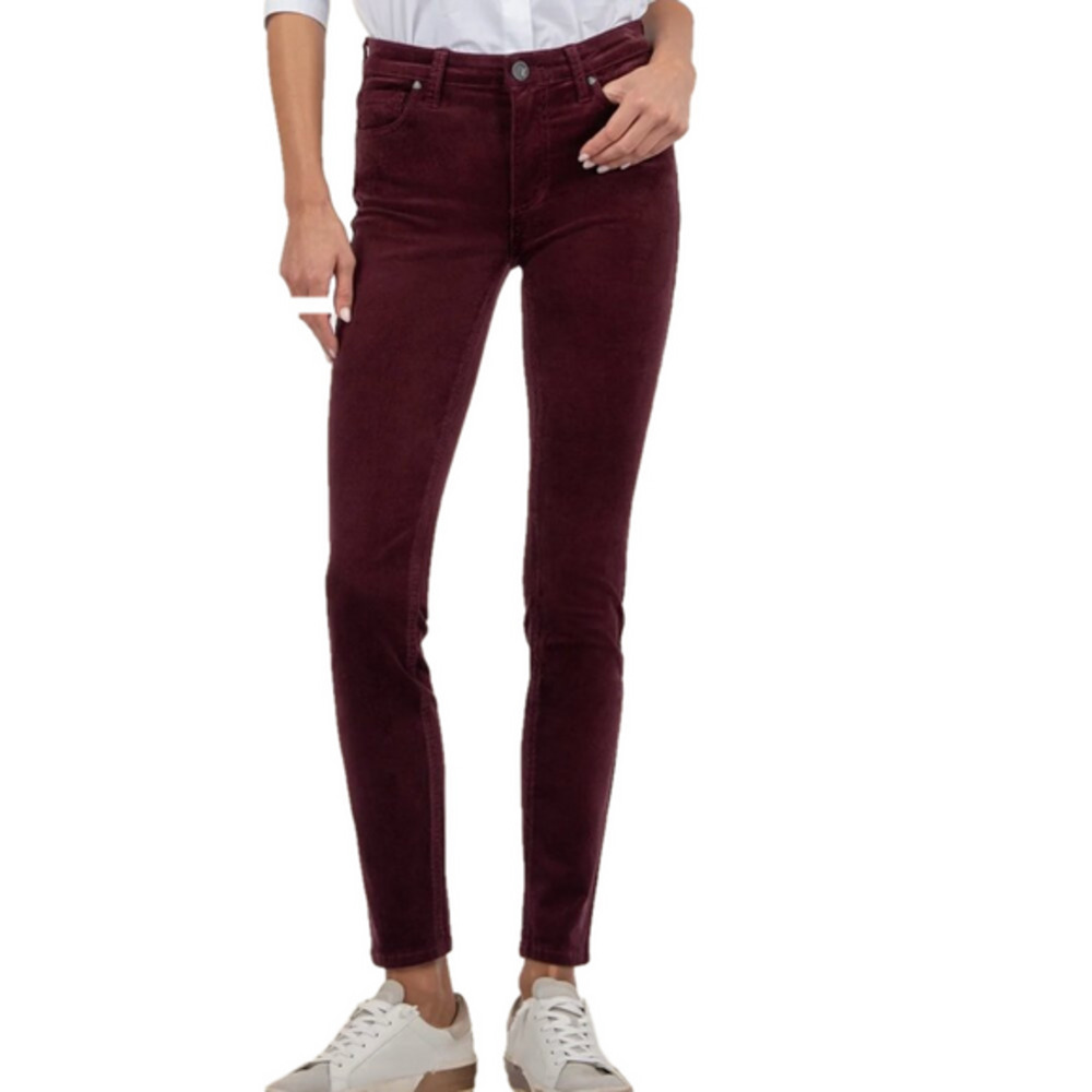 Kut from the Kloth Diana Corduroy Skinny Pants in Plum - 2